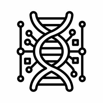 DNA Double Helix Digital Circuit Board Network Monoline Icon
