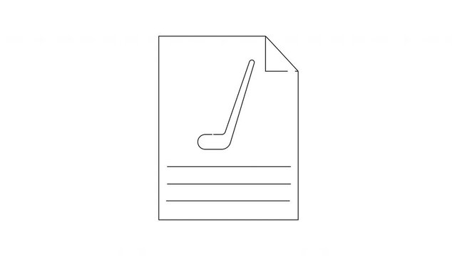 Simple Line Art Icon of a Golf Club on a Document.