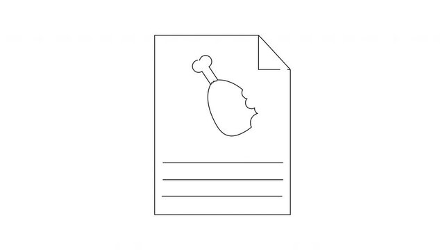 Simple Line Art Icons Representing Food and Documents.