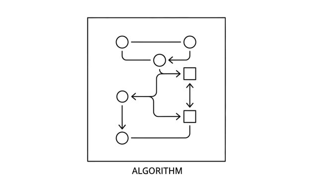Conceptual diagram outlining a data processing algorithm, showcasing interconnected steps and decision points in a structured system flow, perfect for illustrating complex logic