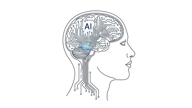 Artificial Intelligence Brain Circuitry Illustration - A Representation of AI Technology and Human Cognition