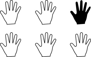 Fototapeta premium Hand gesture icon set featuring open palm symbols in outline and solid styles for communication and sign design