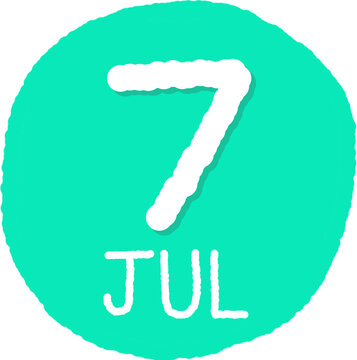 Cute July Calendar Icon Isolated on Transparent Background