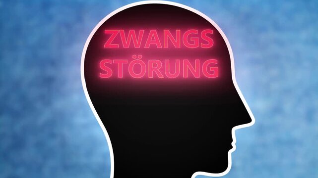 Ein Kopf und Text Symbol f&uuml;r Zwangsst&ouml;rung