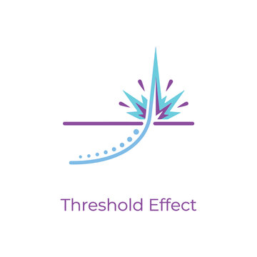 Threshold effect spike, nonlinear jump after boundary, tipping point concept, change management workshop, innovation strategy seminar, analytics presentation, vector illustration