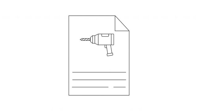 Simple Line Drawing of a Drill on a Document Page.
