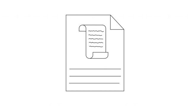Simple Line Drawing of a Document with Text and Lines.