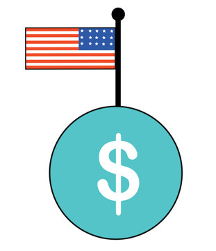 American dollar currency icon, USA flag with money symbol, United States financial vector graphic