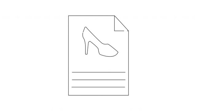 Simple Line Drawing of a High Heel Shoe on a Document Page.