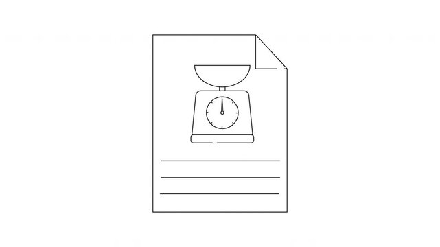 Simple Line Drawing of a Kitchen Scale on a Document.