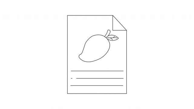 Simple Line Drawing of a Mango on a Document Page.