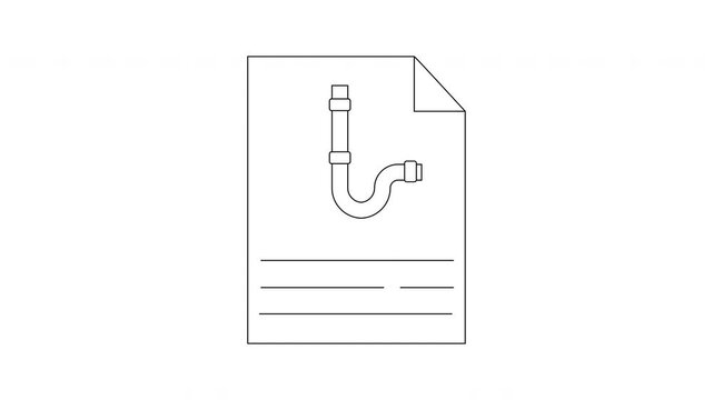 Simple Line Drawing of a Plumbing Document with a Pipe Diagram.