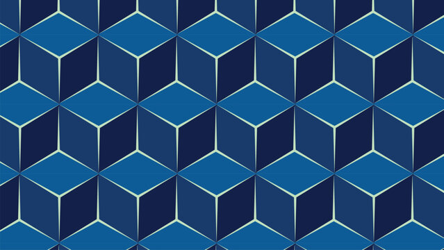 Geometric Hexagonal Tile Pattern in Blue Shades