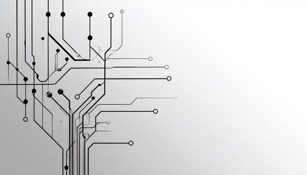 Stylized circuit board pattern on gradient gray background
