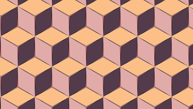 Hexagonal Geometric Pattern with Purple and Beige Colors