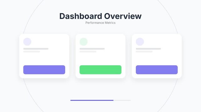 Modern Dashboard Overview with Interactive Buttons and Progress Bar for Data Visualization.