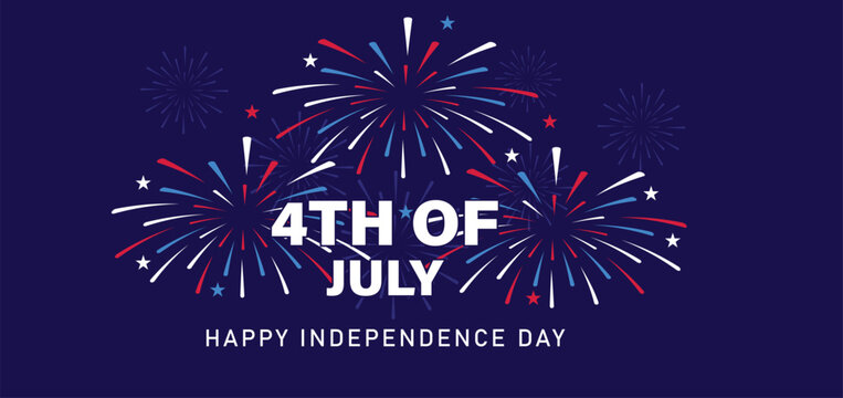 Happy 4th of July typography design with American flag  illustration Background