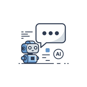 Mobile chatbot icon, fast response message, ai label, minimal robot, customer support tool, automation service, tech communication, modern vector illustration