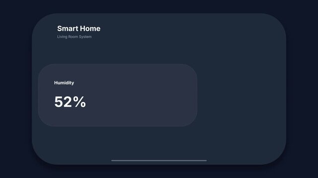 Smart Home App Interface Displaying Temperature and Humidity Readings on Screen.