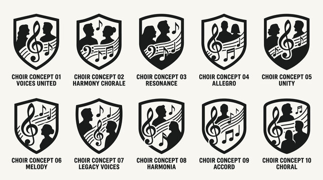 Vocal Choir and Music Harmony Emblem Logo Set