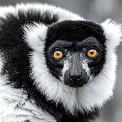 Fototapeta premium Close-up of a black and white lemur.
