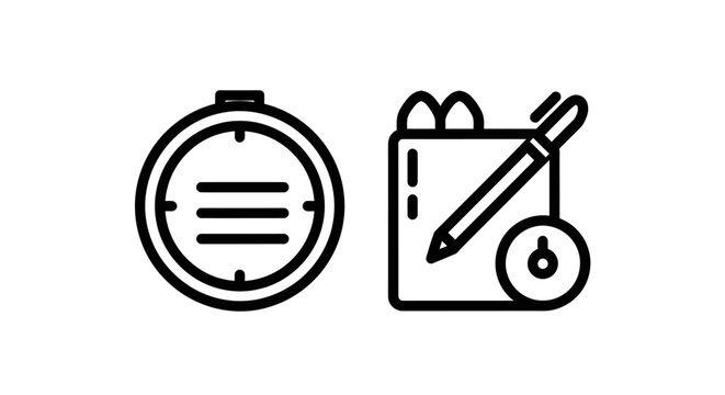 Business planning and document editing line icons with planning, business