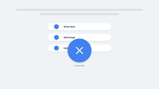 Closing a Menu: A Simple Animation with a Blue X Icon.