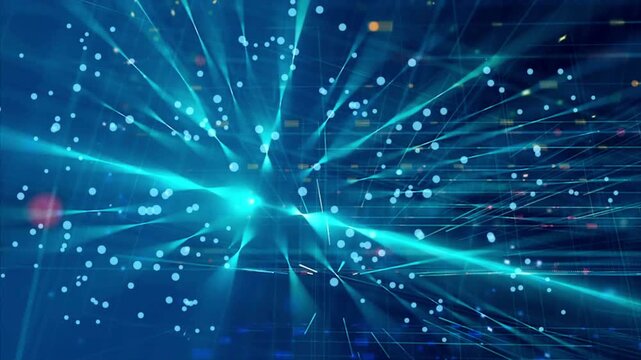 Blue abstract network visual with interconnected lines  dots. Ideal for tech presentations, digital concepts, ai themes, and futuristic designs.