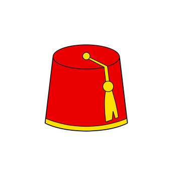 Red and yellow North African Moroccan hat clip art