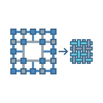 Network compression concept icon, large square shrinking into compact core, efficiency improvement workshop visual, system optimization training, technology vector illustration