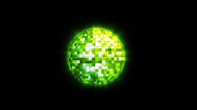 Colorful mirror disco orb rotation, neon nightclub reflections, seamless party loop background, sparkling dance sphere animation, vibrant music visualizer motion design 4k animation.