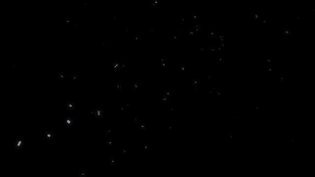 Bright luminous white particles slowly drift and float upwards in dark atmospheric abstract motion background