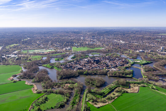 Naarden-Vesting Classic Full Aerial - Complete Six-Pointed Star Fortress Noord-Holland Netherlands