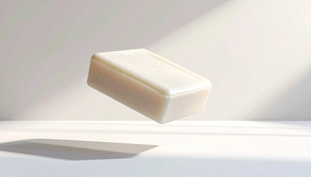 Floating bar soap on white background