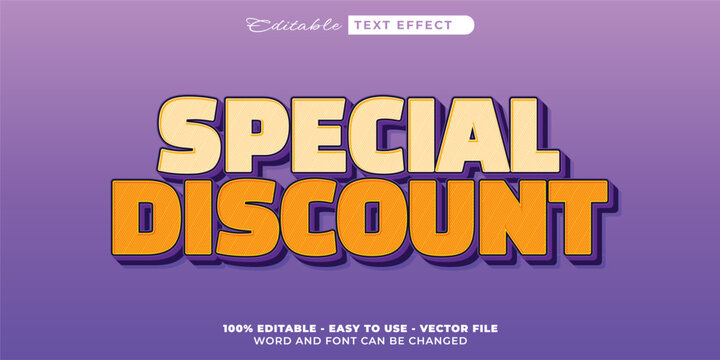 Special Discount editable text effect illustration for impactful sales promotions and advertisements