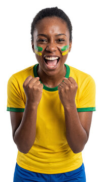 The Joy of Victory: An individual, with face paint, radiating pure elation as they celebrate a moment of triumph. Clenched fists and a wide smile capture the essence of victory and exhilaration.