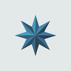 Obraz premium Minimalist vector single icon of an eight-pointed blue star with clean geometric lines and a subtle 3D effect, centered composition