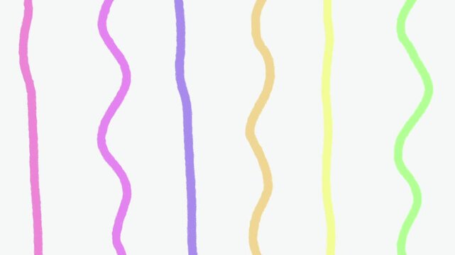 Cute Hand Drawn Vertical Wavy Lines in Pastel Pink Blue Green Orange Seamless Looping Animation Background Childlike Pencil Doodle Style