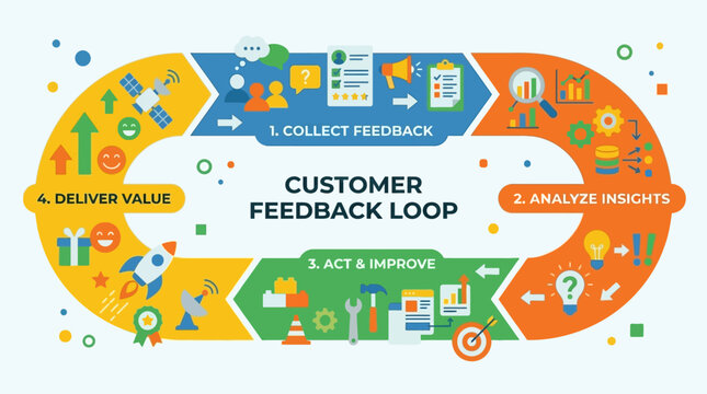 Customer feedback loop process diagram.