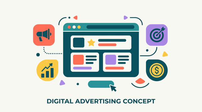 Digital Advertising Concept On Screen Display.