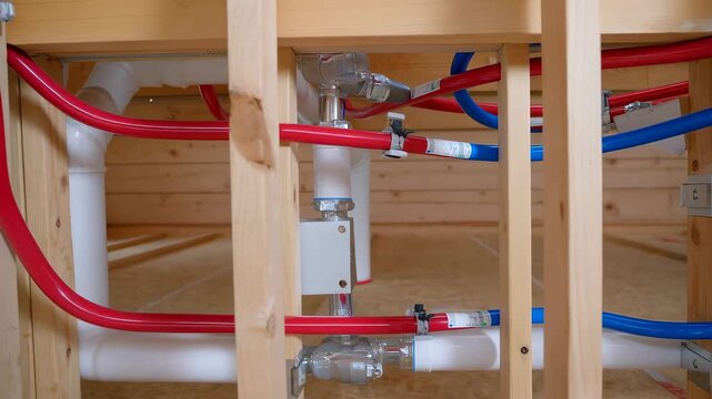 PEX Plumbing Installation in New Home Frame