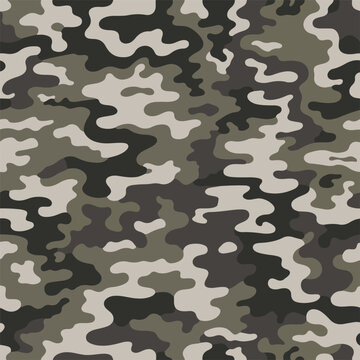 Abstract seamless camouflage pattern for hunting clothes and military uniform, trendy army background.