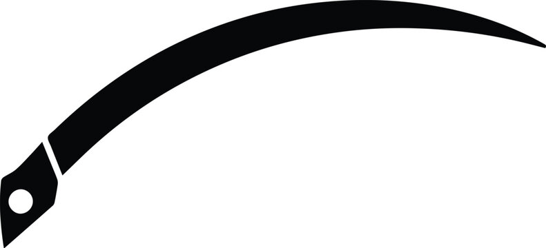 Black scythe icon on white background