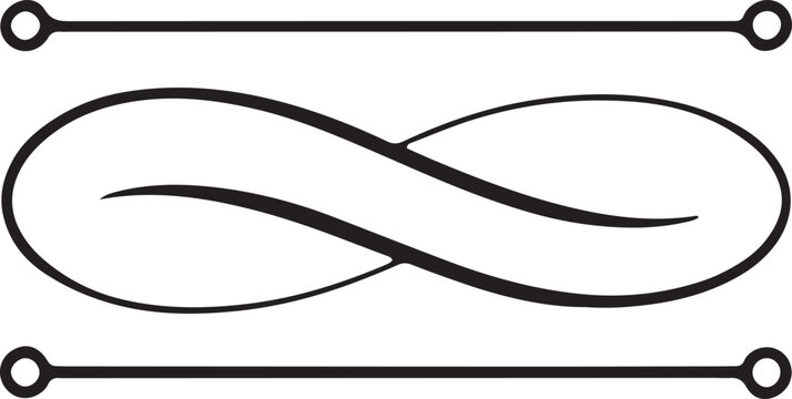 Infinity shaped frame design with thin lines and decorative circles on both sides