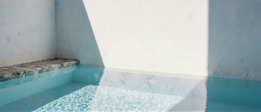 Architectural Pool Reflection on Blank Wall