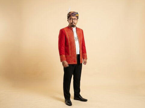 Moluccan man wearing complete Baju Cele attire