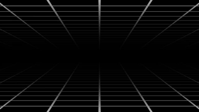 High tech perspective grid lines flowing smoothly, dark background with silver metallic lines, clean geometric lines moving constantly, professional visual background for 4k video