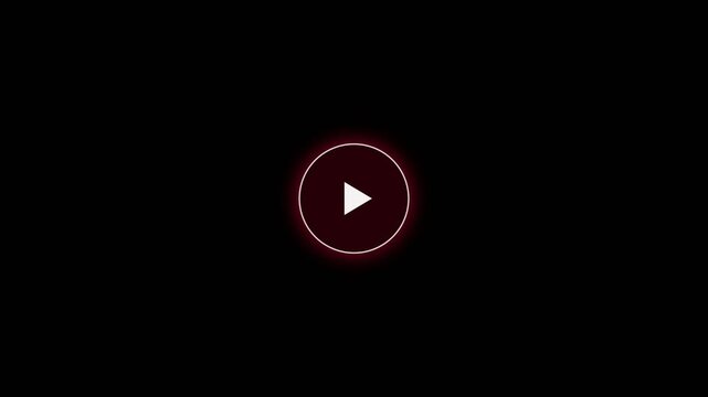 Black background with glowing red circle and white play button icon