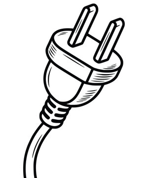 Electric plug with two prongs isolated on white background for energy and connectivity