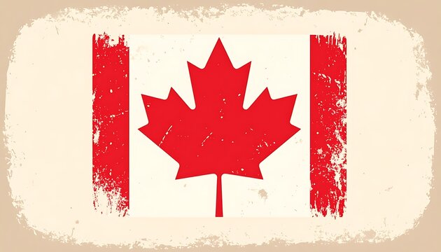 Vintage Canadian Flag Symbol Emblem.
